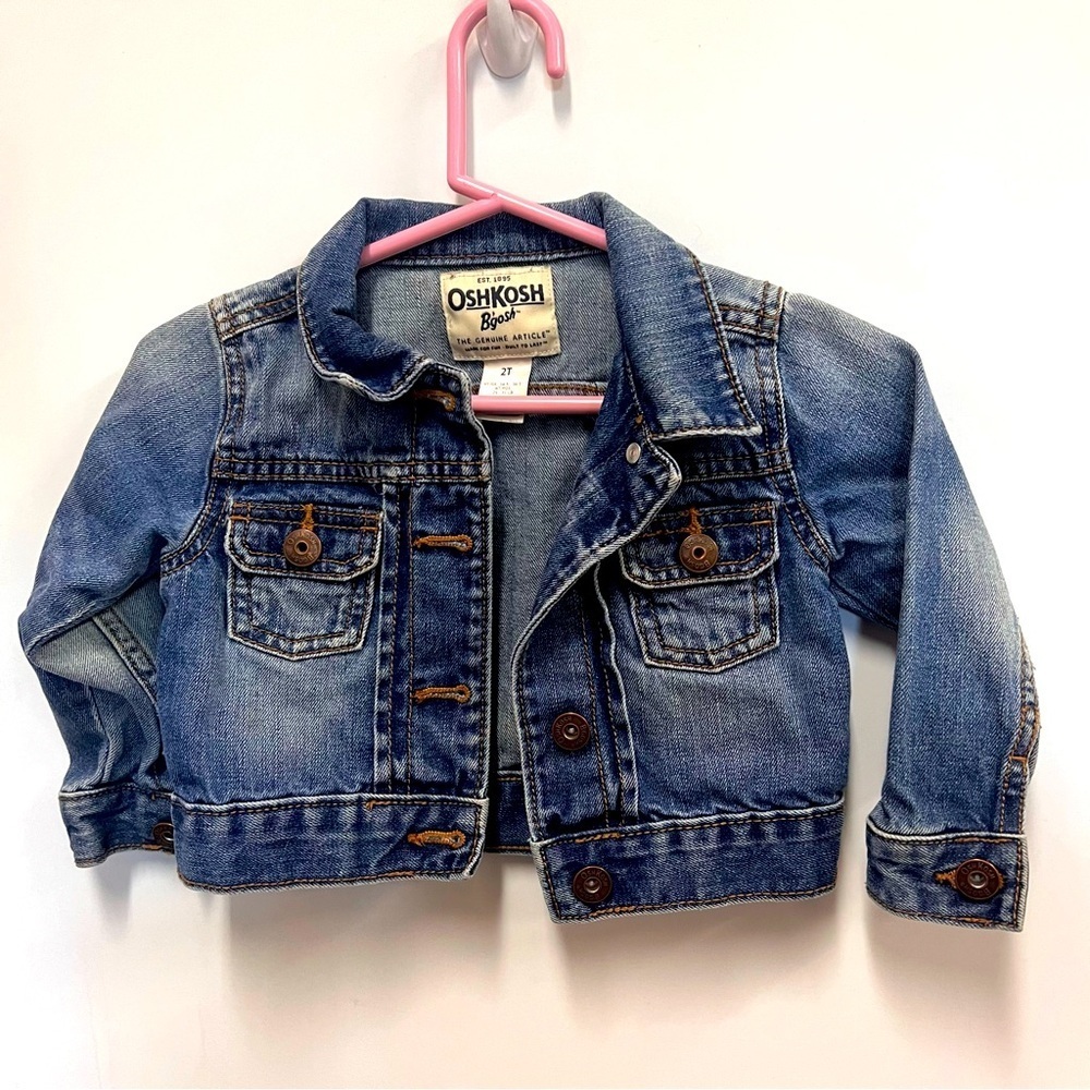 Oshkosh 100% cotton girls denim jacket in blue size 2T